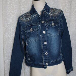 Copper Flash ladies decorated beaded denim jacket size Medium